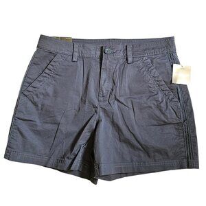 NWT Eddie Bauer Aspire Chino Womens Shorts SZ 10 Blue Slightly Curvy Hike Travel